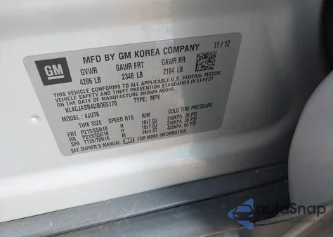 2013 Buick Encore из США, поврежденный, VIN KL4CJASB4DB065176